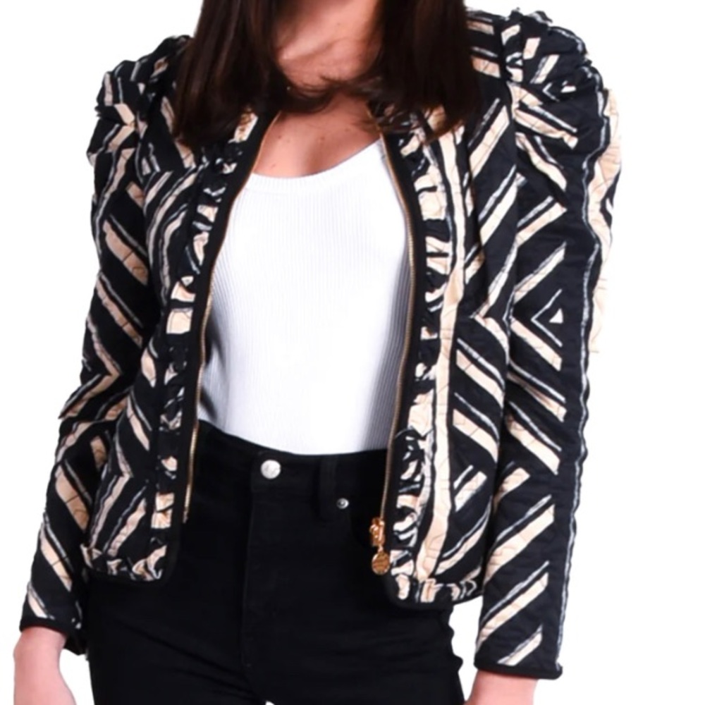 Emily McCarthy  JACKET - AVA PLAID NOIR/JET Size Large. Reversible